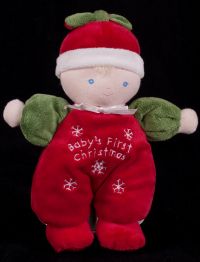Carters Just One Year JOY Baby's First Christmas Girl Doll Plush Rattle